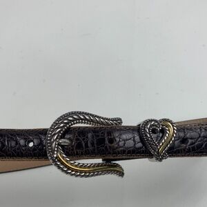 Brighton Vintage Classics Dark Brown leather Belt with Silver Gold Accents Heart